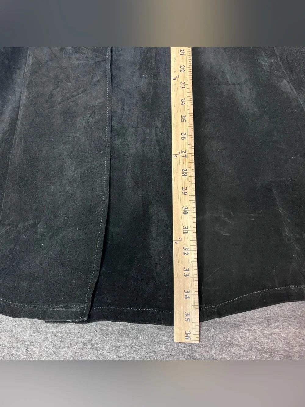 Vintage Black Suede 100% Genuine Leather Maxi Skirt Vintage Size 14 Long Western